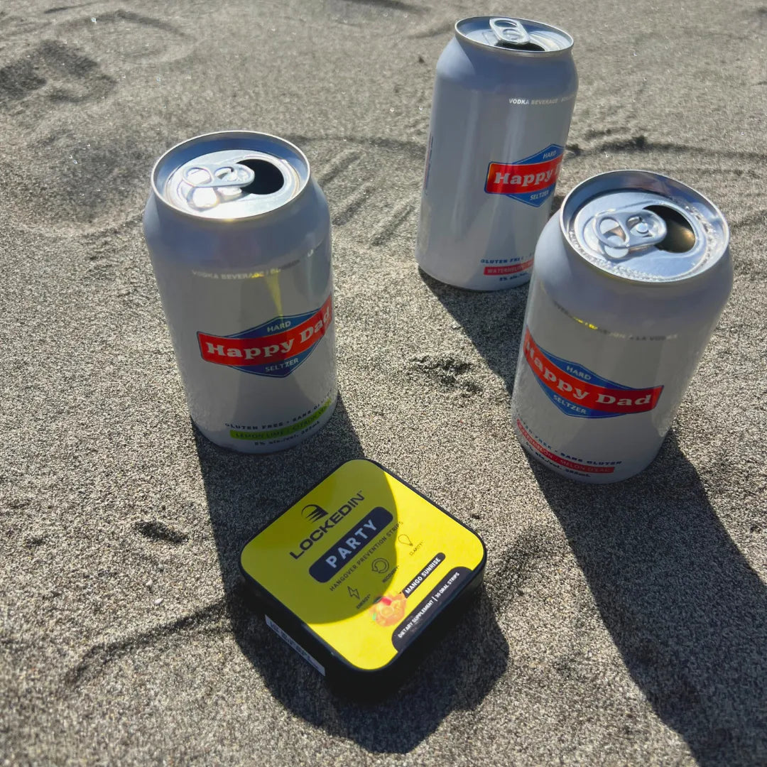 locked in party with drinks by the beach