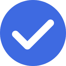 blue and white checkmark icon