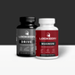 Locked In Drive Testosterone Booster and Locked In Magnum Male Performance Formula side by side on a dark gray and white background