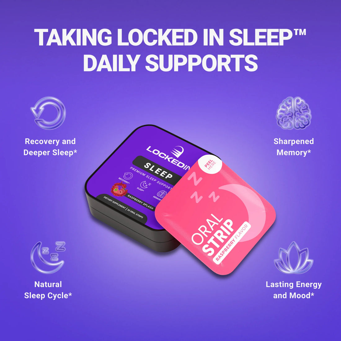 locked in sleep premium sleep support supplement features and benefits product photo