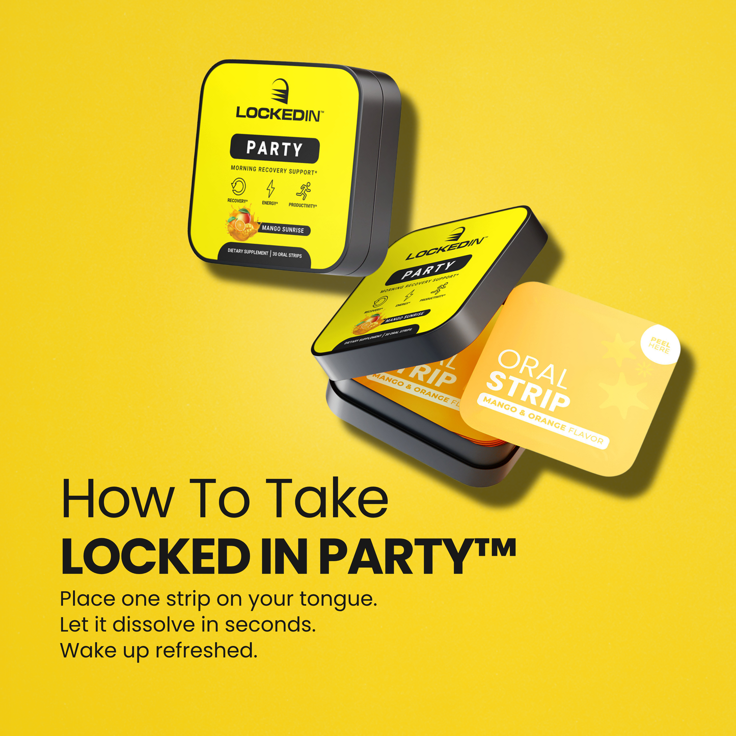 locked in party morning recovery support supplement how to take product photo