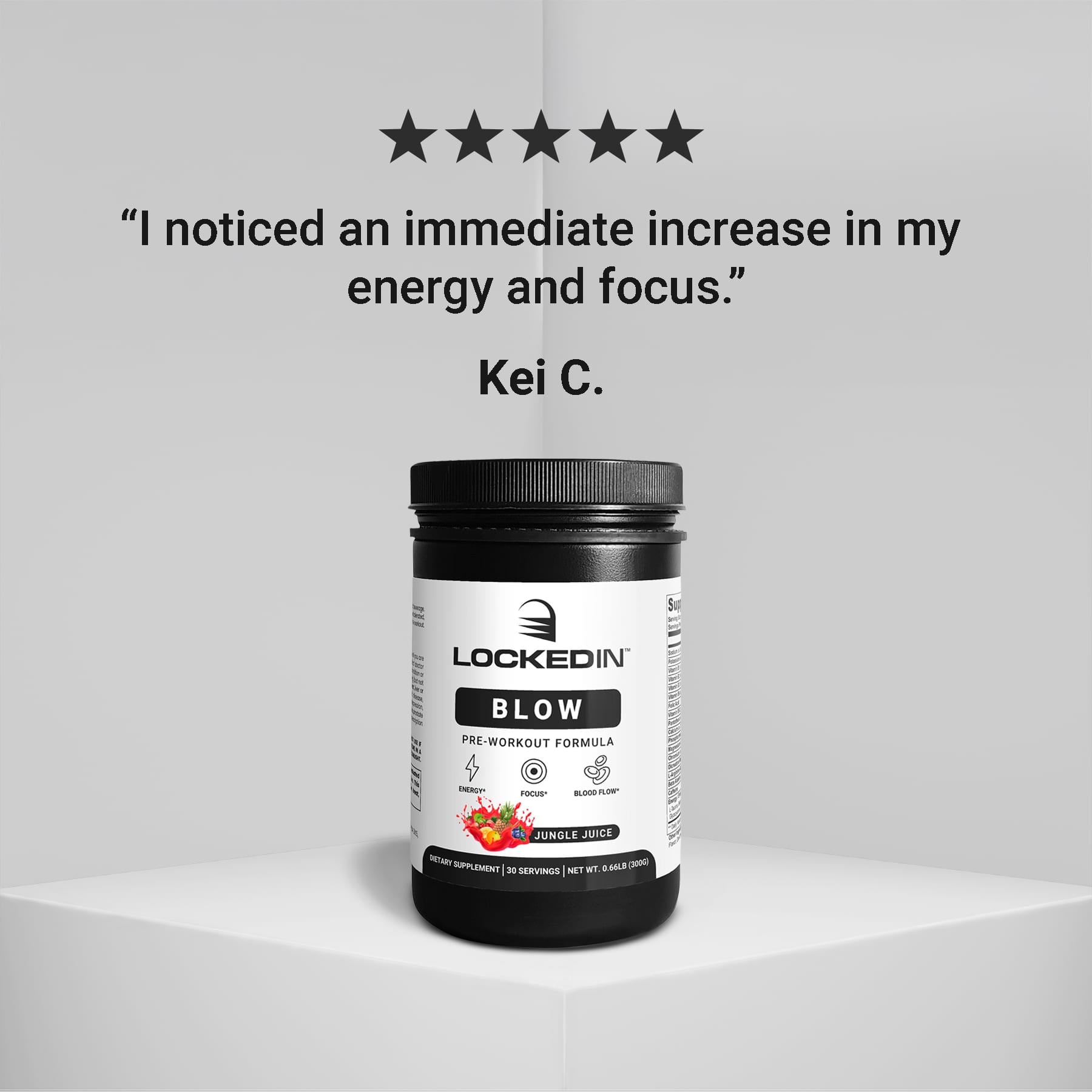 Locked In Blow Pre-Workout Formula, Kei C. Testimonial.