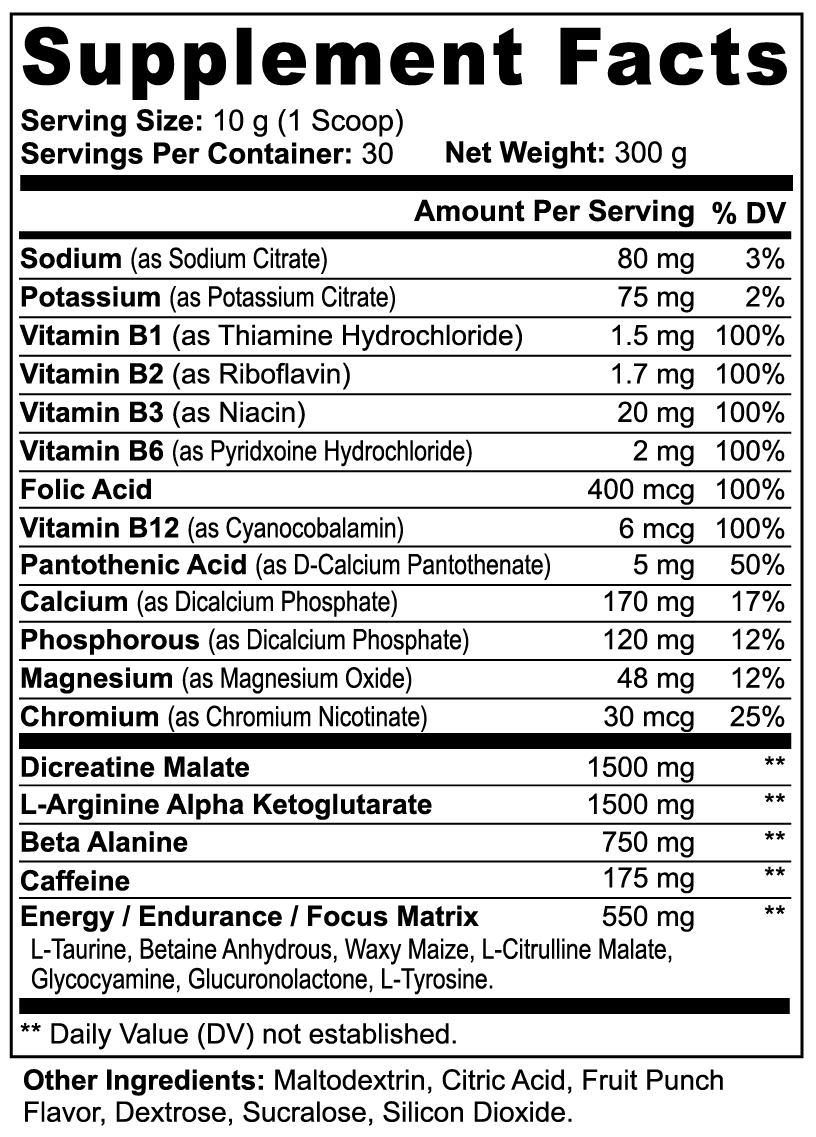 Supplement Facts — LOCKED IN BLOW™