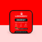 Locked In Energy- Energy Enhancement Strips- 30 Servings of cranberry splash flavor for cognition, energy & endurance. red and white background.
