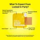 Locked In Party strip on yellow background with four benefits listed.