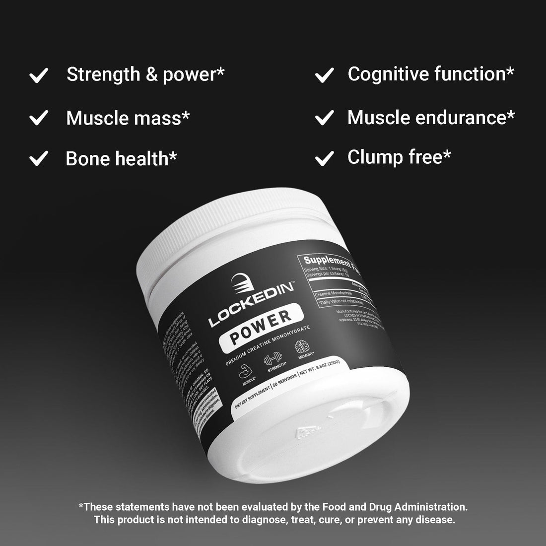 locked in power creatine supplement support benefits product photo