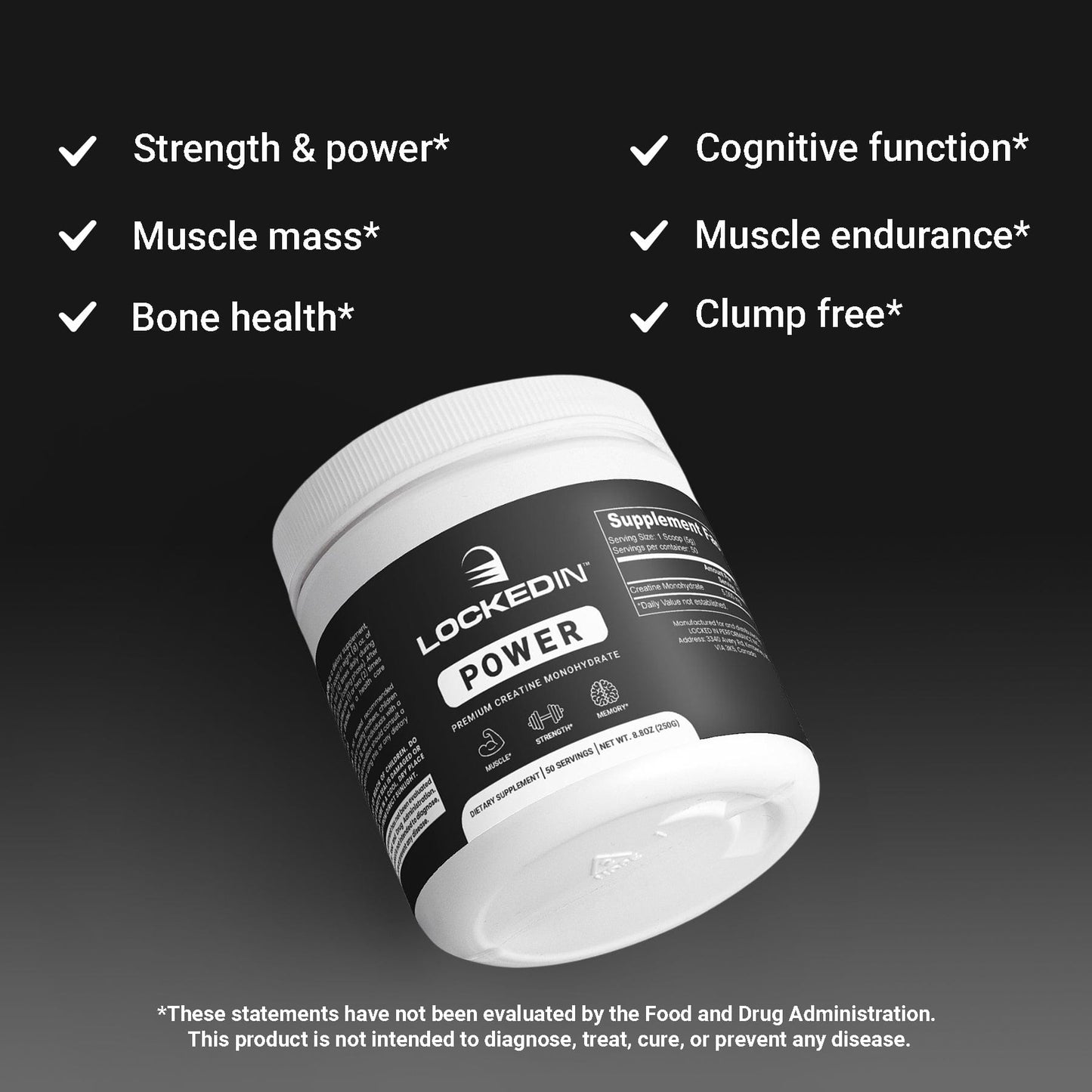 locked in power creatine supplement support benefits product photo