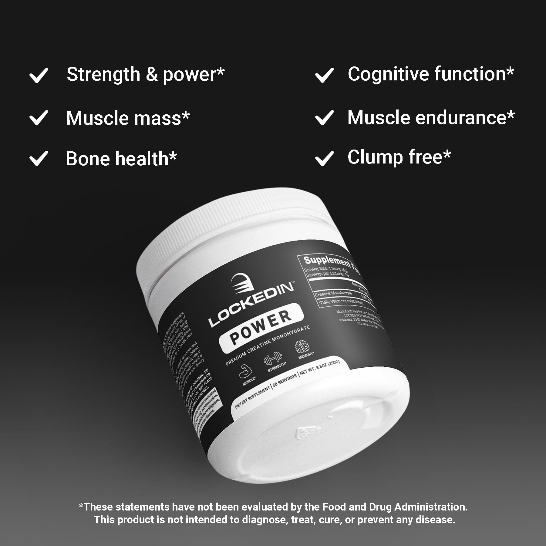 locked in power creatine supplement support benefits product photo