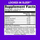 Locked In Sleep supplement facts on purple background